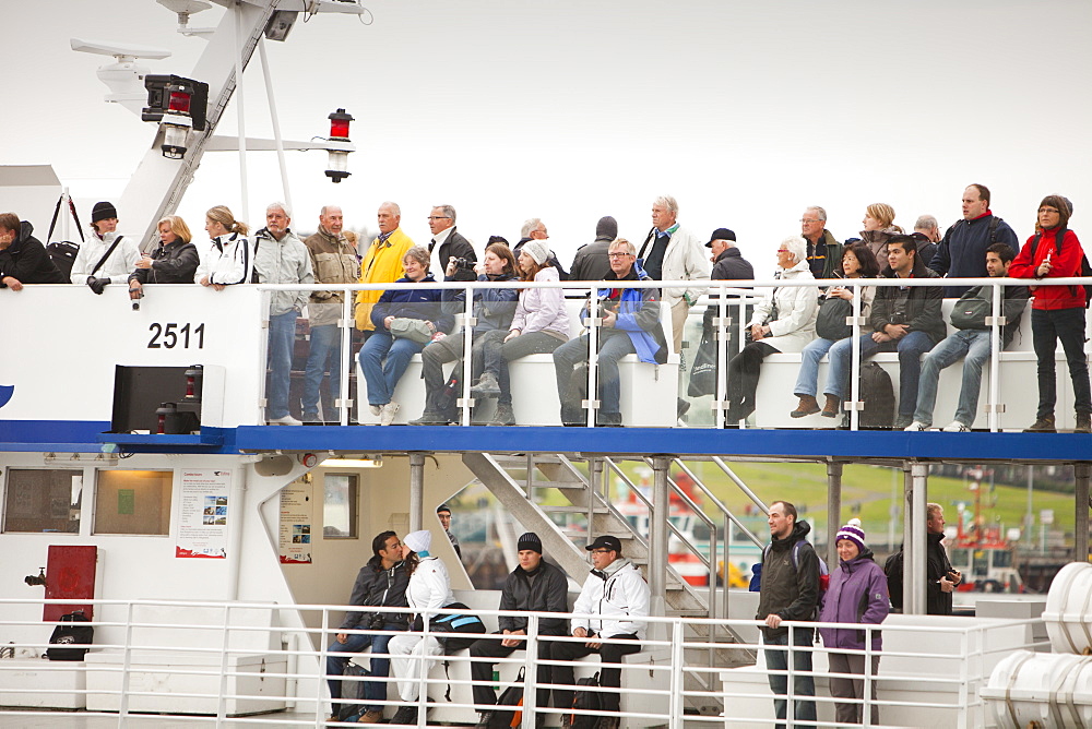 Tourists on a Whale watching boat in Reykjavik, Iceland, Polar Regions