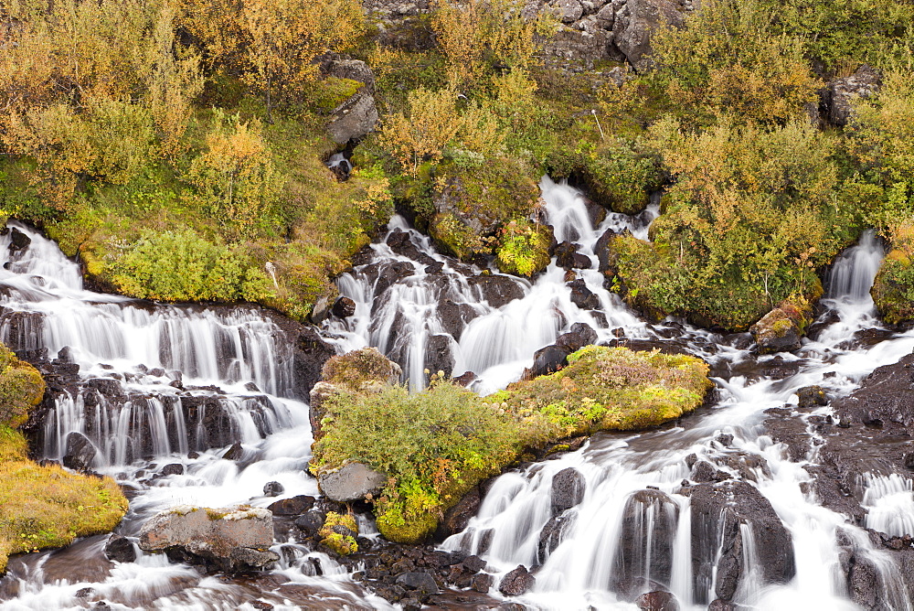 Hraunfossar waterfalls on the Hvita river, Iceland, near Husafell Polar Regions