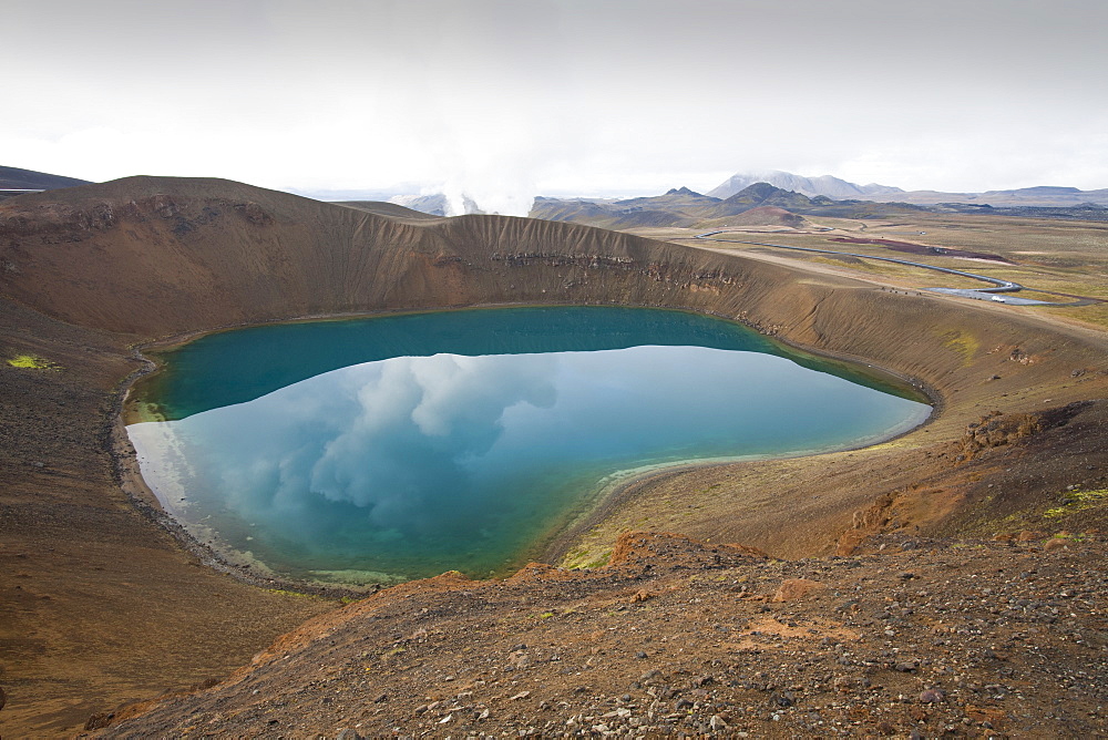 Viti Crater on the side of Krafla mountain near Myvatn, northern Iceland, Polar Regions