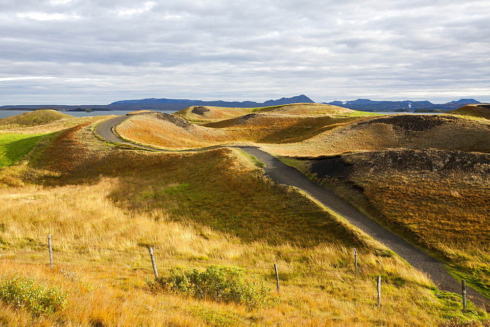 Pseudo craters on the side of Lake Myvatn in Iceland, Polar Regions