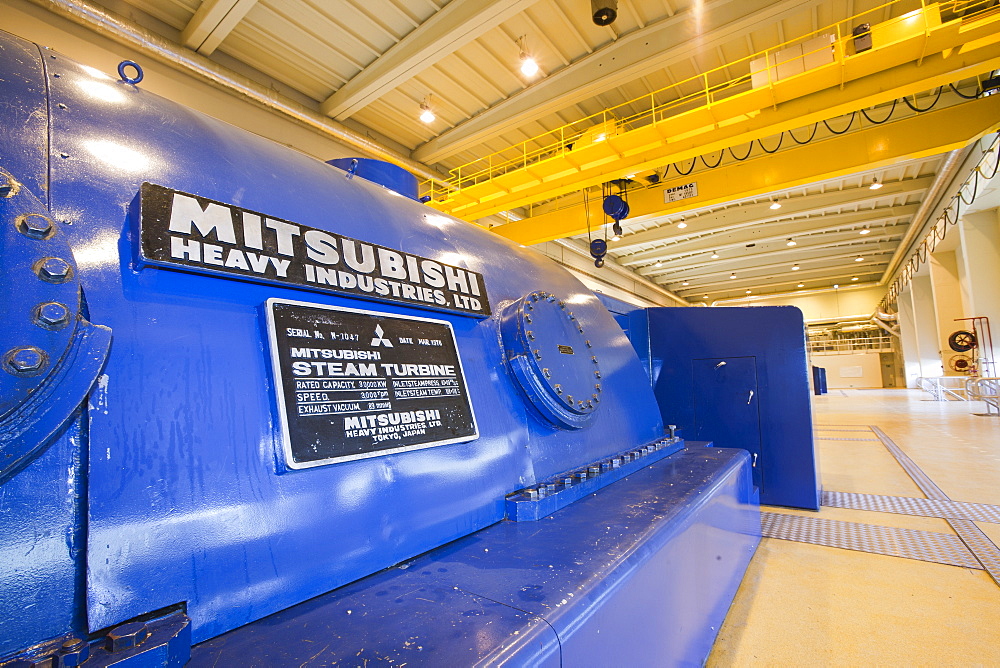 One of the steam turbines in the turbine hall of Krafla geothermal power station, Iceland, Polar Regions