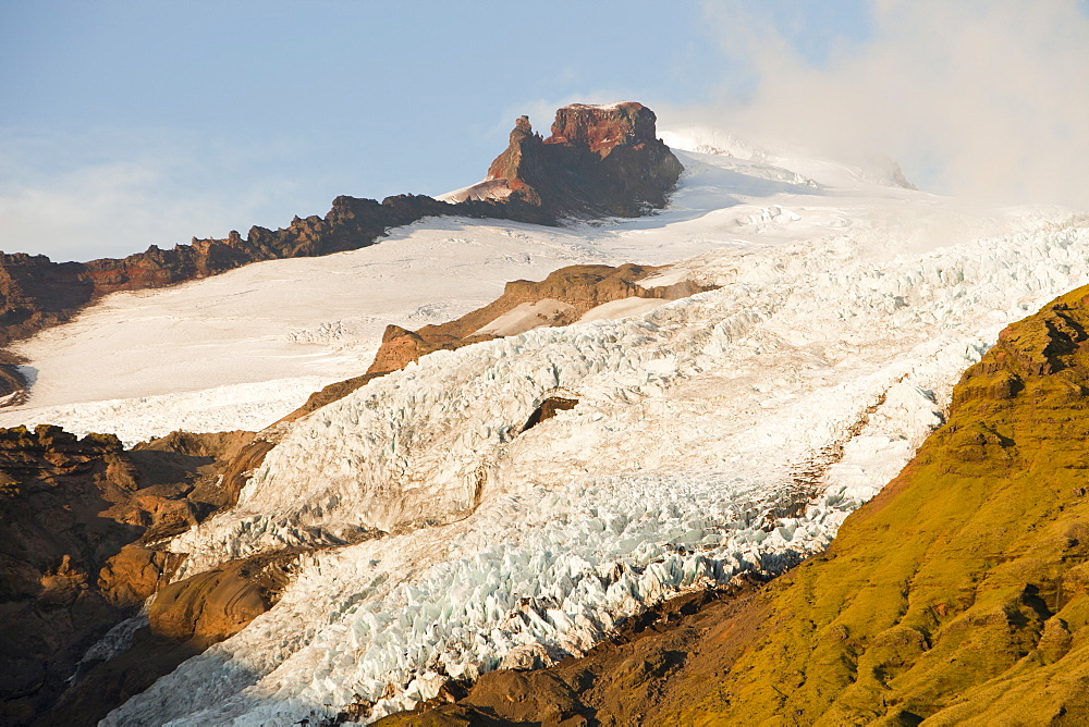 Glacier descending from the Vatnajokull ice sheet, Iceland, Polar Regions