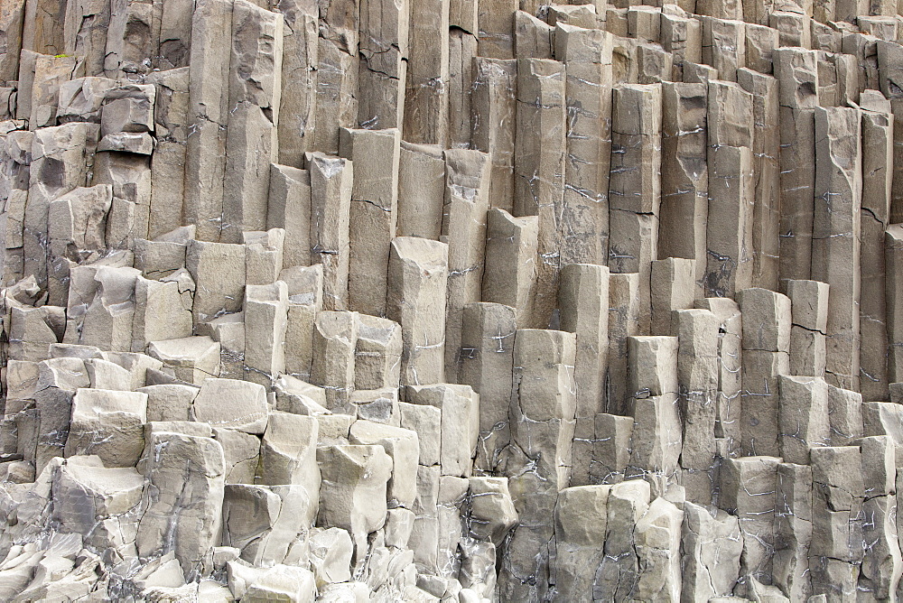 Columnar jointing in Basalt at Vik on Iceland's south coast, Iceland, Polar Regions