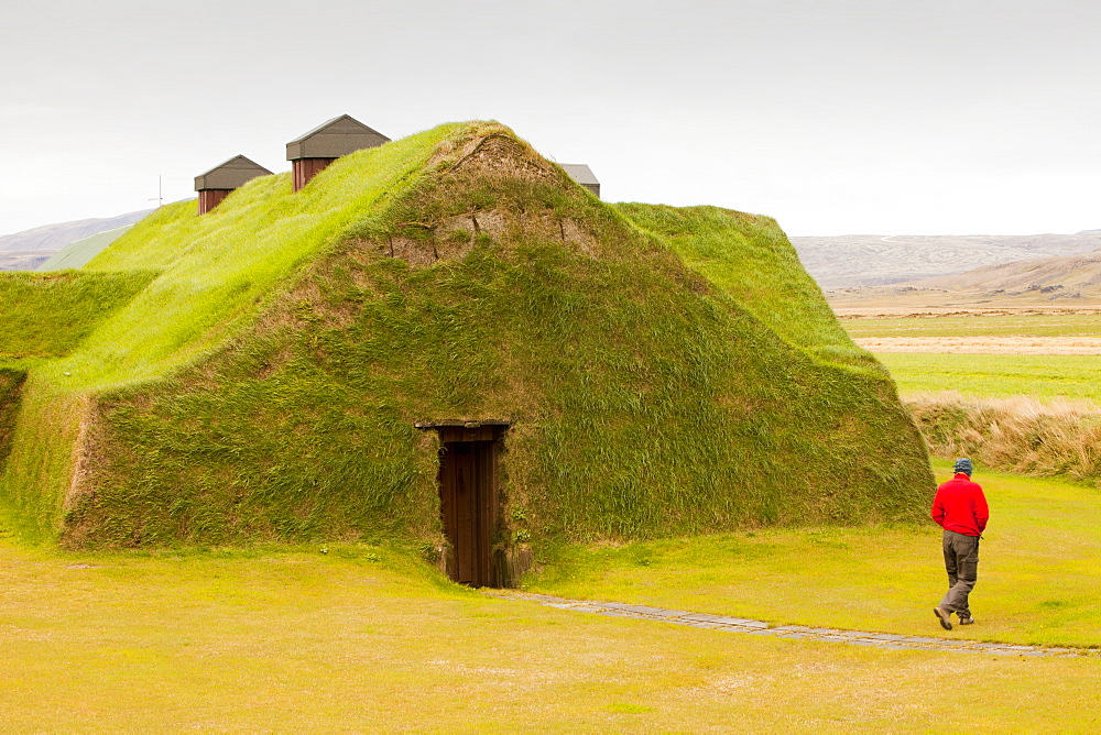 A reconstructed Viking long house near Selfoss in Iceland, Polar Regions