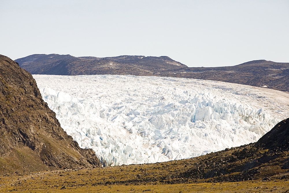 A glacier coming off the Greenland ice sheet near Camp Victor north of Ilulissat, Greenland, Polar Regions