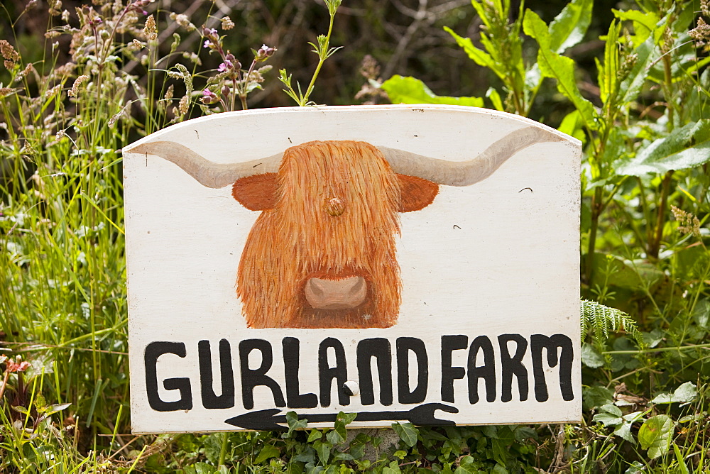 A sign for Gurland Farm near Sennen, Cornwall, England, United Kingdom, Europe