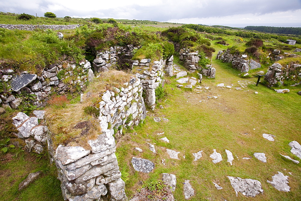 The ancient Chysauster settlement near Penzance in Cornwall, the best preserved iron age settlement in the west country.