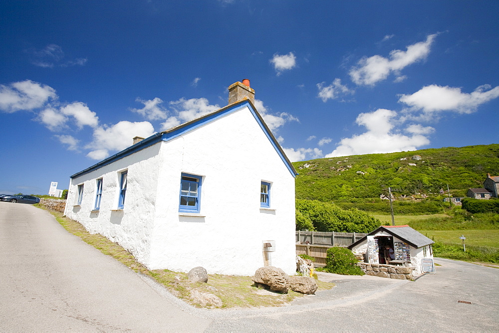 A house at Porthgwarra on the Cornish coast near Lands End, Cornwall, England, United Kingdom, Europe