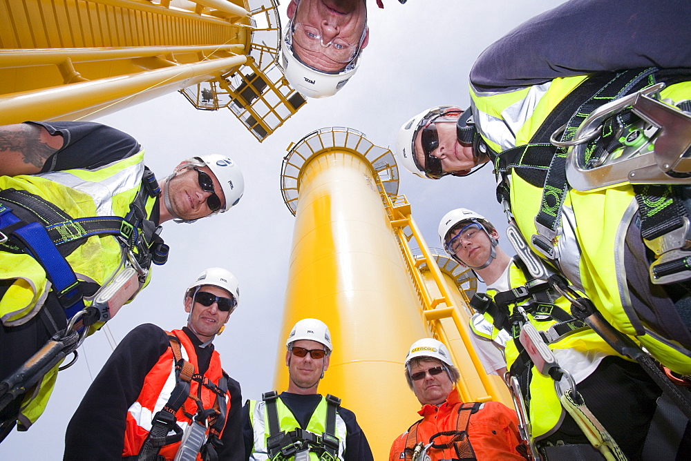 Workers involved in the Walney Offshore Wind Farm, Barrow in Furness, Cumbria, England, United Kingdom, Europe