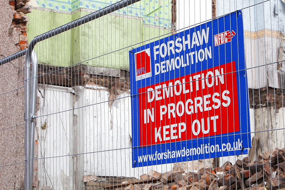 Condemned houses ibeing demolished n Barrow in Furness, Cumbria, England, United Kingdom, Europe