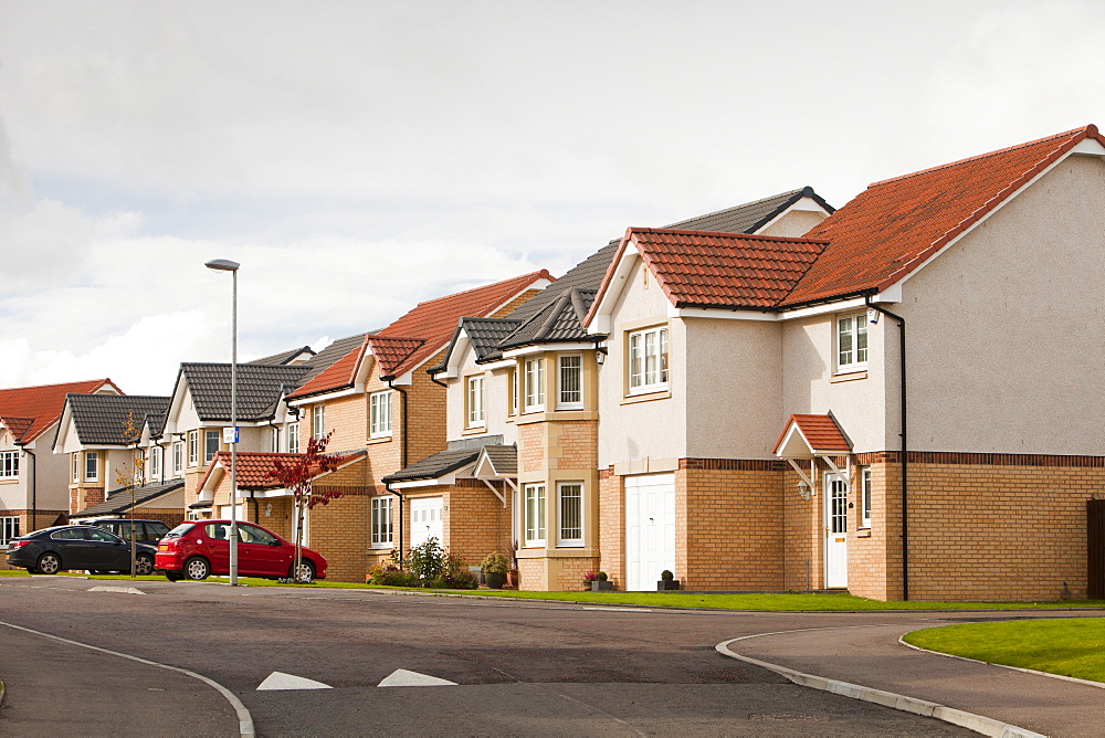 New houses in a housing estate on the outskirts of Stonehouse, south of Glasgow, Scotland, United Kingdom, Europe