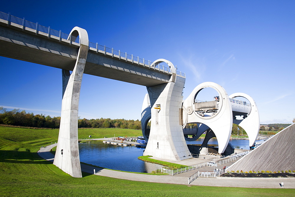 The Falkirk Wheel at Falkirk in Scotland, United Kingdom, Europe