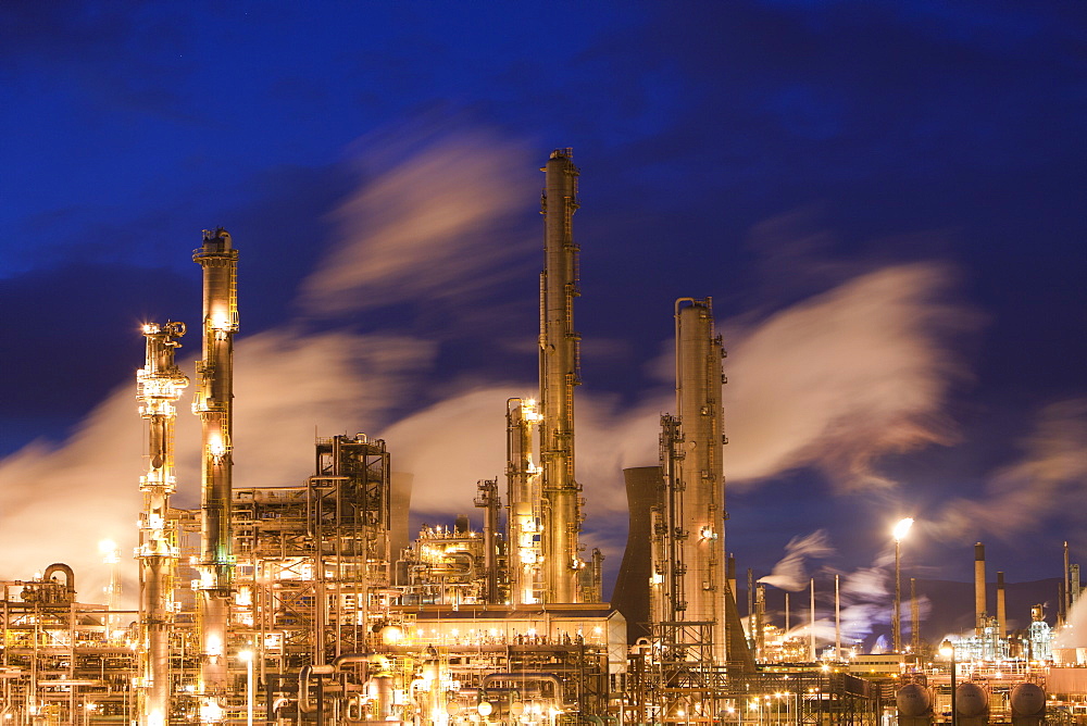 The Ineos oil refinery at Grangemouth in the Firth of Forth, Scotland, United Kingdom, Europe