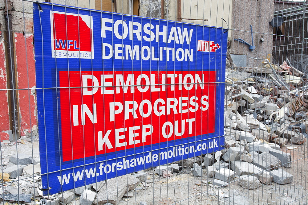 Condemned houses ibeing demolished n Barrow in Furness, Cumbria, England, United Kingdom, Europe