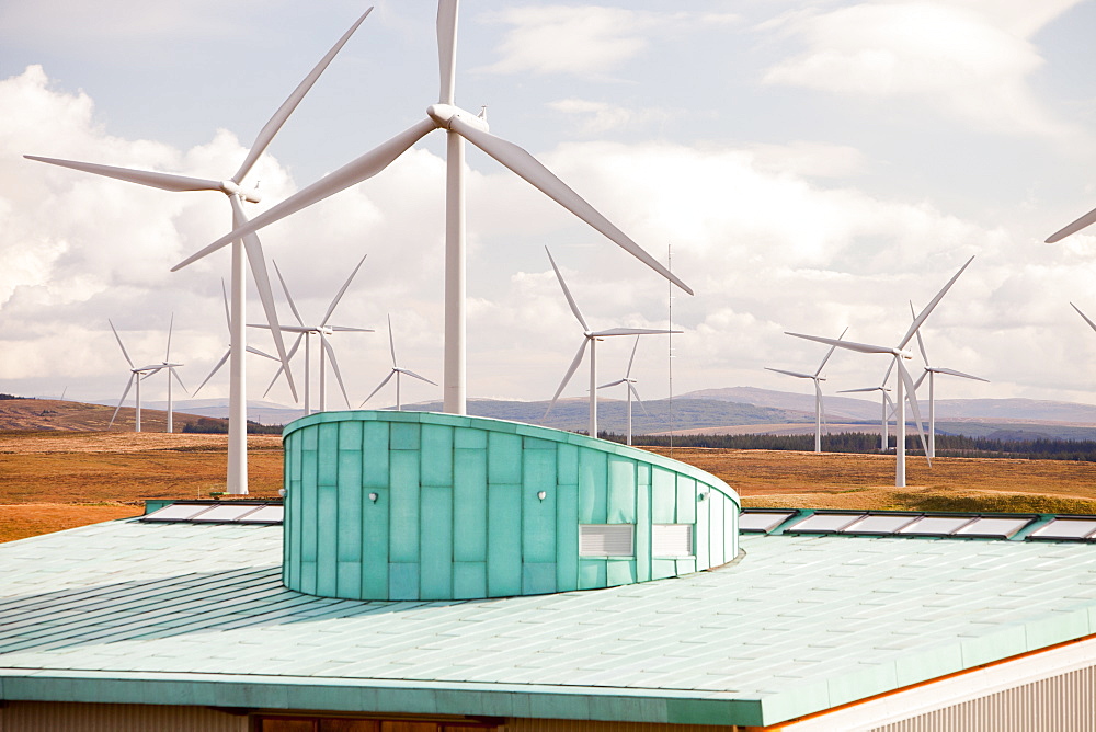 Scottish Power Visitor Centre at the Whitlee wind farm on Eaglesham Moor just south of Glasgow in Scotlasnd, United Kingdom, Europe