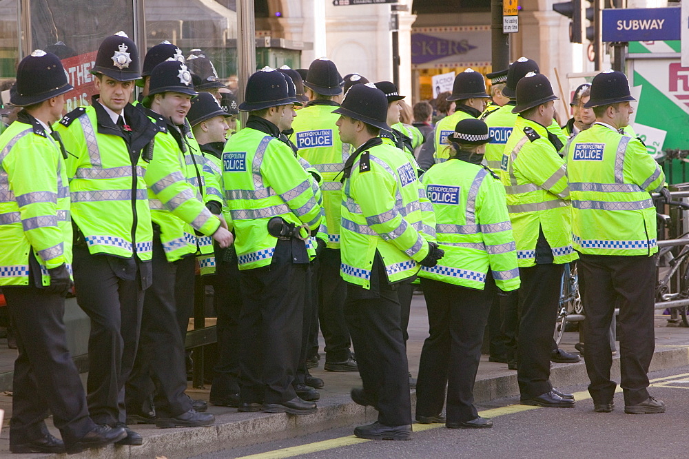 Police at the I Count climate change rally in London, England, United Kingdom, Europe