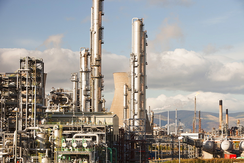 The Ineos oil refinery at Grangemouth in the Firth of Forth, Scotland, United Kingdom, Europe