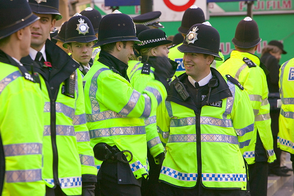 Police at the I Count climate change rally in London, England, United Kingdom, Europe