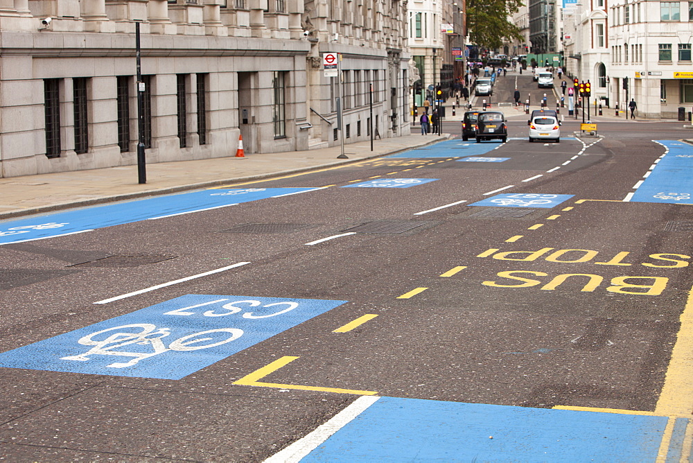 Cycle Superhighways, in this case the CS7 that goes from Southwark bridge to Tooting, London, England, United Kingdom, Europe