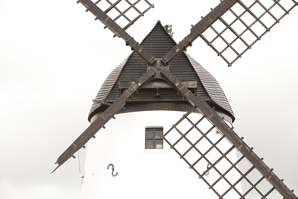 Sail damaged in high winds in 2010 on the iconic Lytham windmill which was built in 1805, Lytham St. Annes, Lancashire, England, United Kingdom, Europe