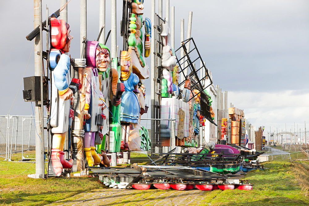 Damage caused by high winds in 2010 to the iconic Blackpool illuminations, Blackpool, Lancashire, England, United Kingdom, Europe