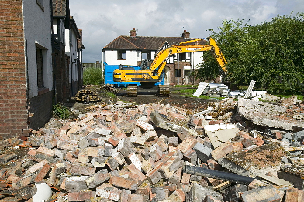 Council houses being demolished after the floods in Carlisle, Cumbria, England, United Kingdom, Europe