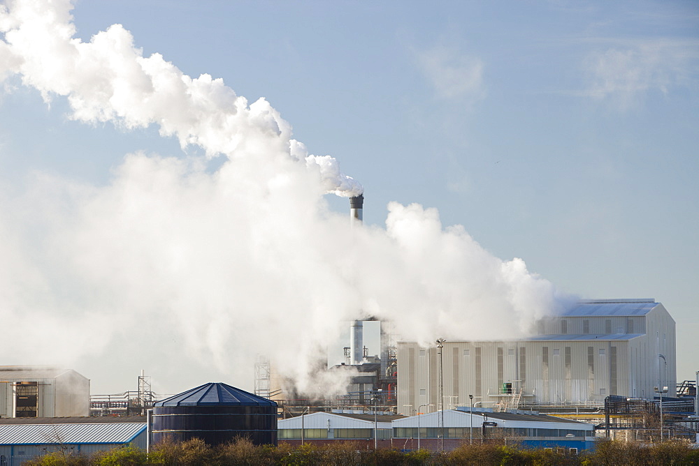 Emissions from Huntsman Tioxide works at Seal Sands on Teeside, North East,, United Kingdom.