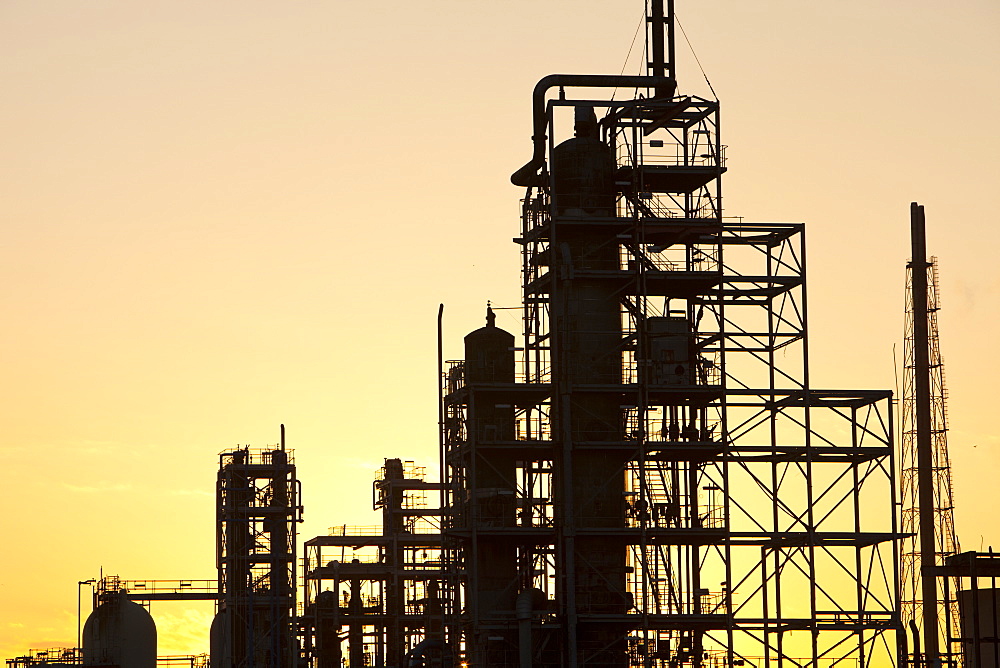 Petrochemical works in Billingham at sunset, Teesside, England, United Kingdom, Europe