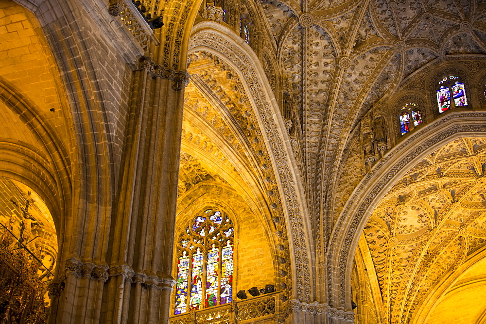 The interior of Seville Cathedral, UNESCO World Heritage Site, Seville, Andalucia, Spain, Europe