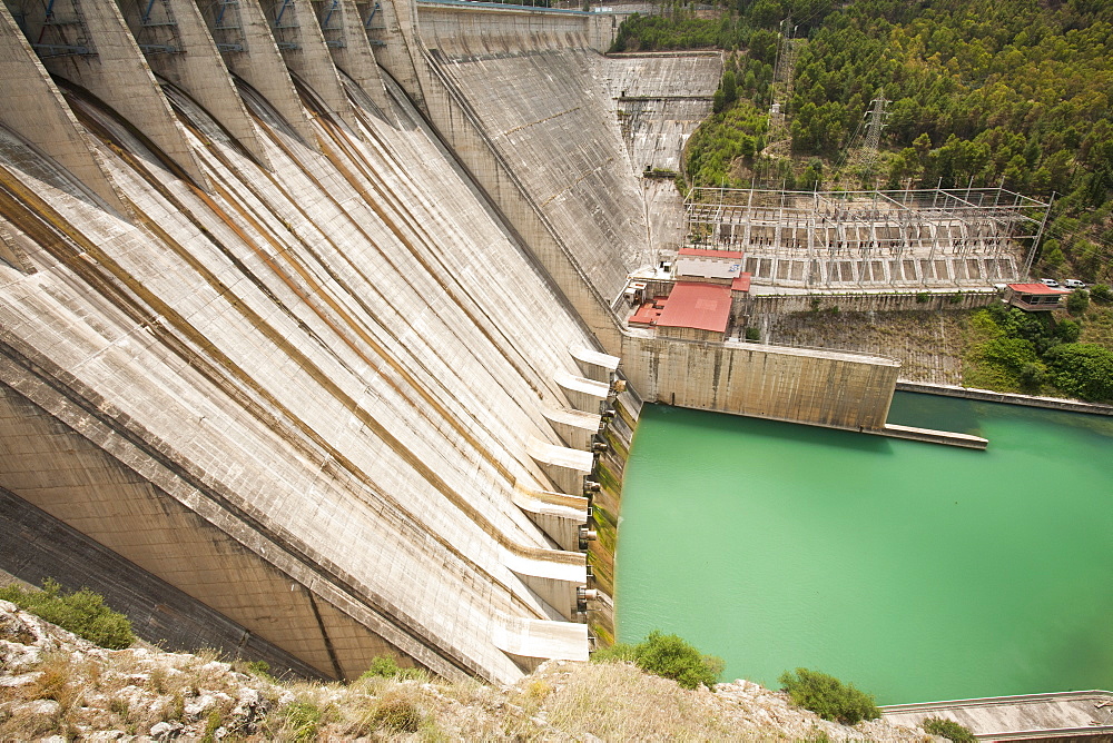 The Iznajar hydro electric power station near Antequera in Andalucia, Spain, Europe