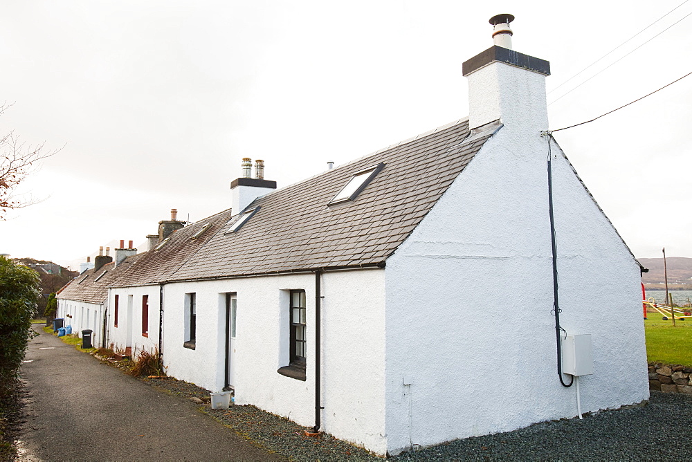 A row of houses in Inverarish on the Isle of Raasay, Scotland, United Kingdom, Europe