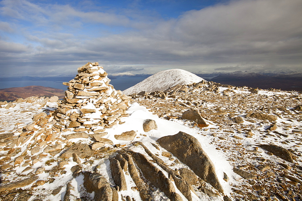 The view north from Beinn Dearg Mhor summit, behind Broadford on the Isle of Skye, Scotland, United Kingdom, Europe