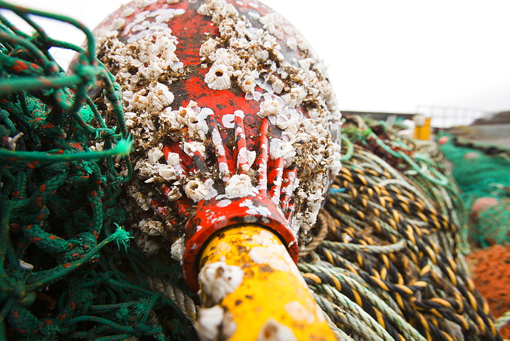 Fishing gear on the harbour at Portnalong, Isle of skye, Scotland, United Kingdom, Europe