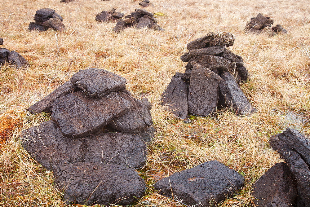 Peat cutting near Broadford, Isle of Skye, Scotland, United Kingdom, Europe