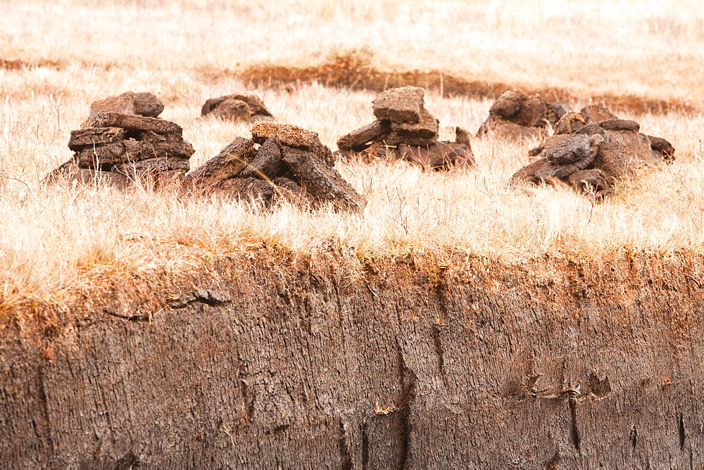 Peat cutting at Broadford, Isle of Skye, Scotland, United Kingdom, Europe