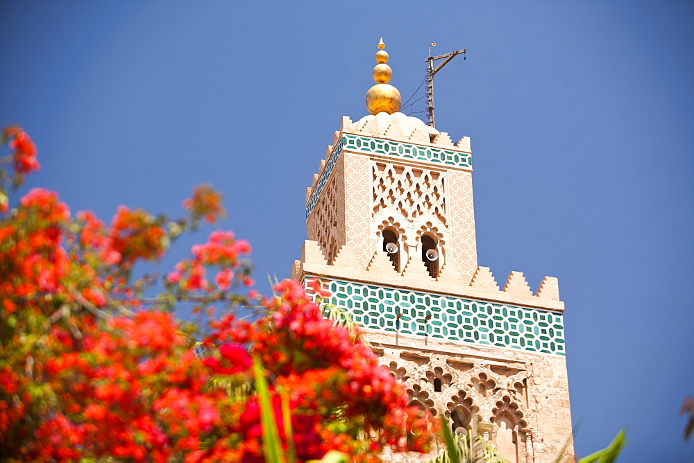 The famous Koutoubia mosque tower in Marrkech, Morocco, North Africa, Africa