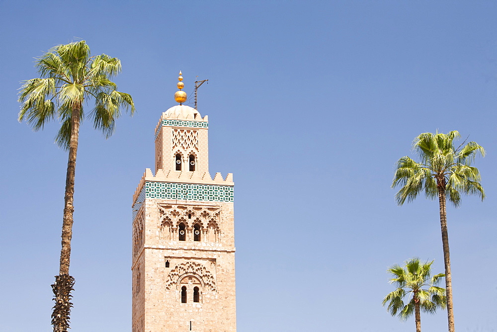 The famous Koutoubia mosque tower in Marrkech, Morocco, North Africa, Africa