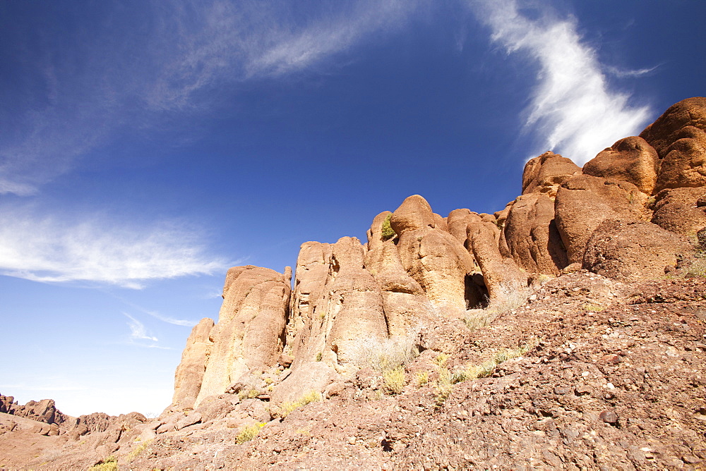 Eroded granite boulders in a valley in the Anti Atlas mountains of Morocco, North Africa, Africa