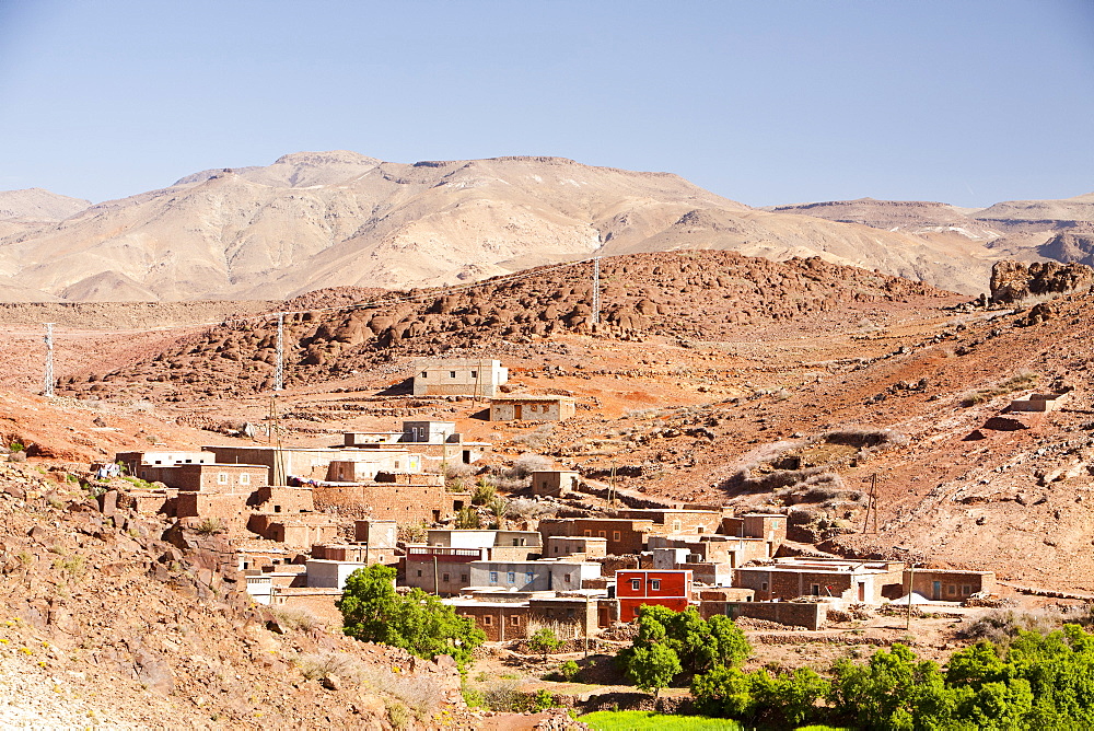 A Berber village in a valley in the Anti Atlas mountains of Morocco, North Africa, Africa