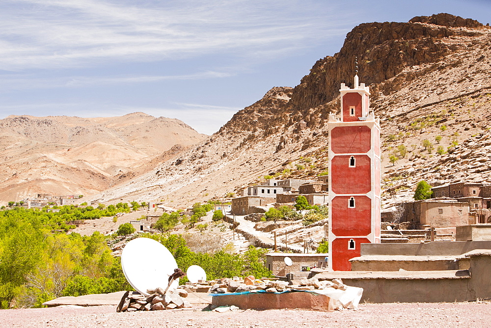 A mosque in a Berber village in the Anti Atlas mountains of Morocco, North Africa, Africa