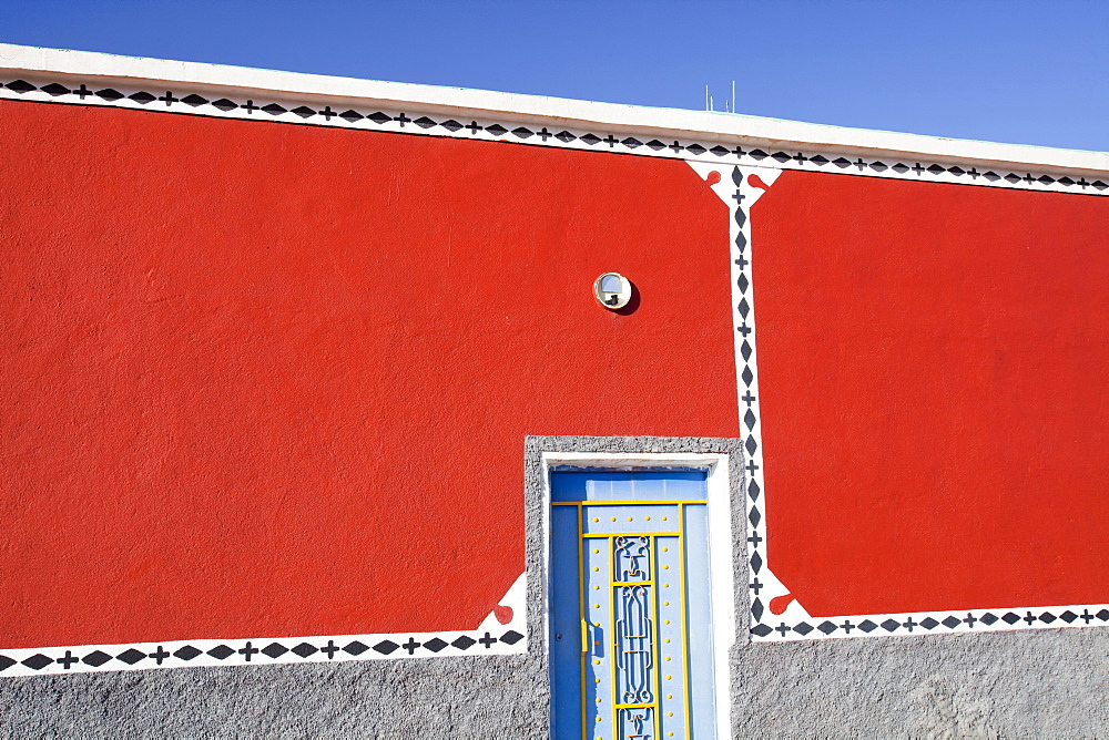 A steel door on a house in a Berber village in the Anti Atlas mountains, Morocco, North Africa, Africa