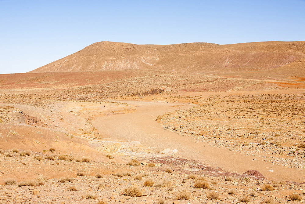 A dried up river bed in the Anti Atlas mountains of Morocco, North Africa, Africa