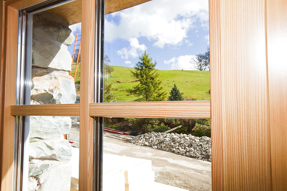 One of the triple glazed windows at the Hyning in Grayrigg, an old farmhouse and barns being converted into eight holiday letting properties, near Kendal, Cumbria, England, United Kingdom, Europe