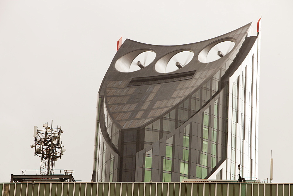 The Strata building at the Elephant and Castle, the first building in the world to have wind turbines integrated into the fabric of the building, London, England, United Kingdom, Europe