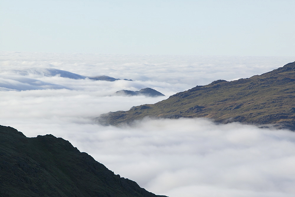 A temperature inversion leading to valley mist on Wet Side Edge in the Lake District National Park, Cumbria, England, United Kingdom, Europe