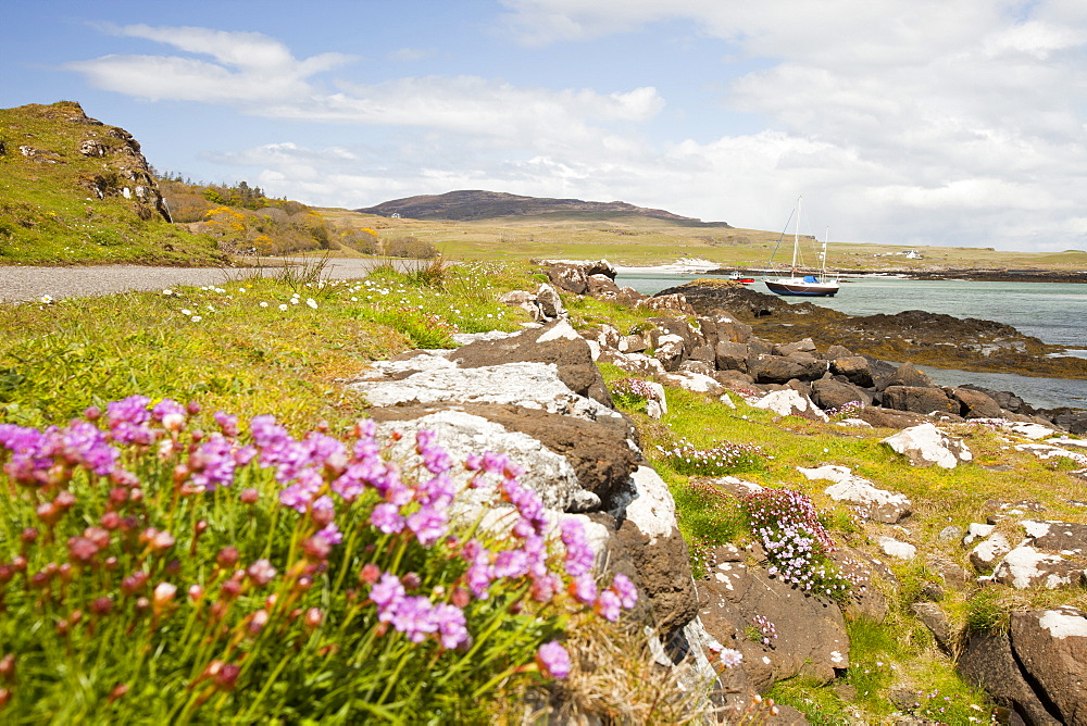 The bay at Galmisdale on the Isle of Eigg, Scotland, United Kingdom, Europe