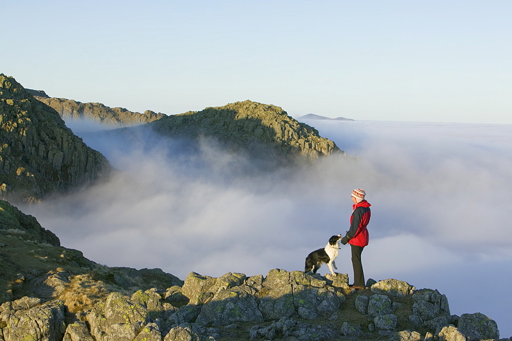 Above the clouds on Crinkle Crags in the Lake District National Park, Cumbria, England, United Kingdom, Europe