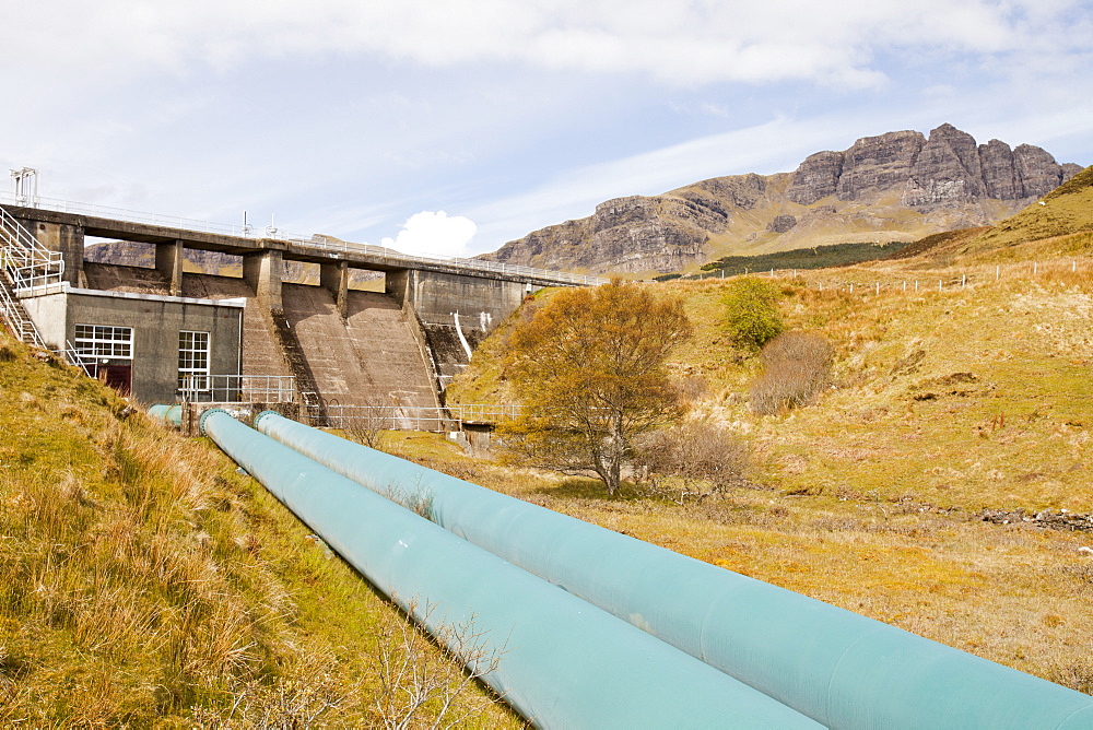 Loch Leathan hydro power station on the Trotternish Peninsula, Isle of Skye Scotland, United Kingdom, Europe