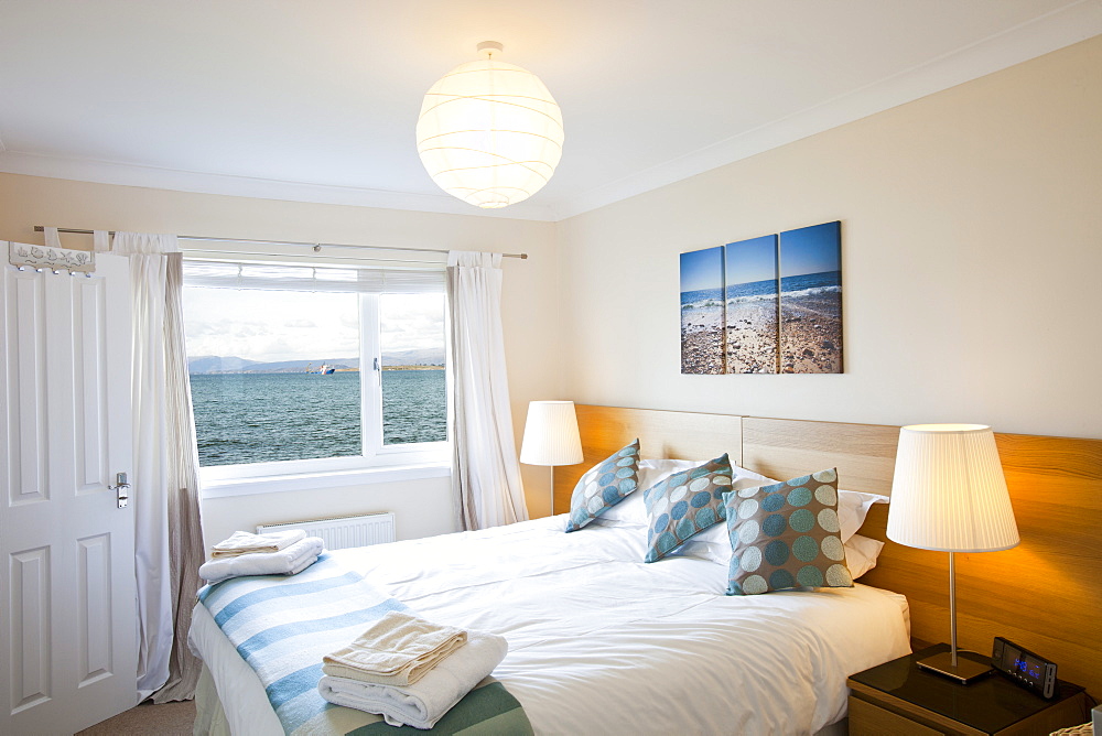 Bedroom of a holiday cottage in Broadford, Isle of Skye, Scotland, United Kingdom, Europe