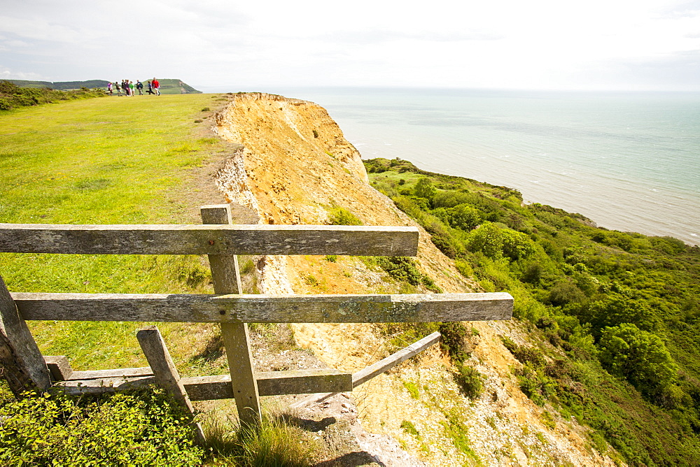 A landslip on the South West Coast Path at Charmouth, Jurassic Coast, UNESCO World Heritage Site, Dorset, England, United Kingdom, Europe